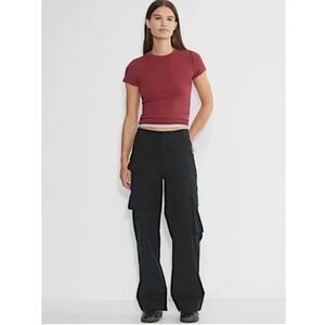 Wilfred Free Cargo Pants Wide Leg High Waist Black Trousers‎ Size 2